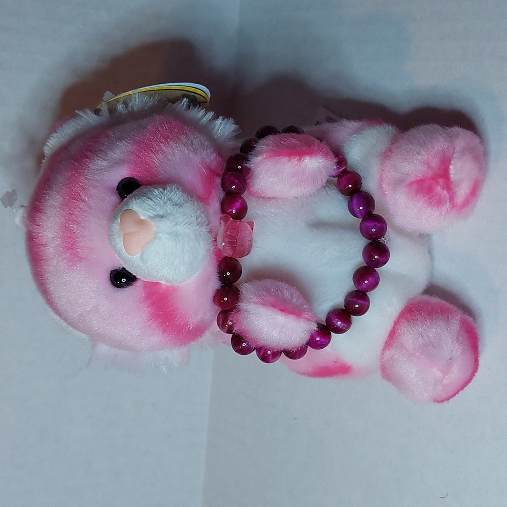 Palm pal/stone bracelet bundle. Red Tigers eye stone beads/pink cat palm pal
